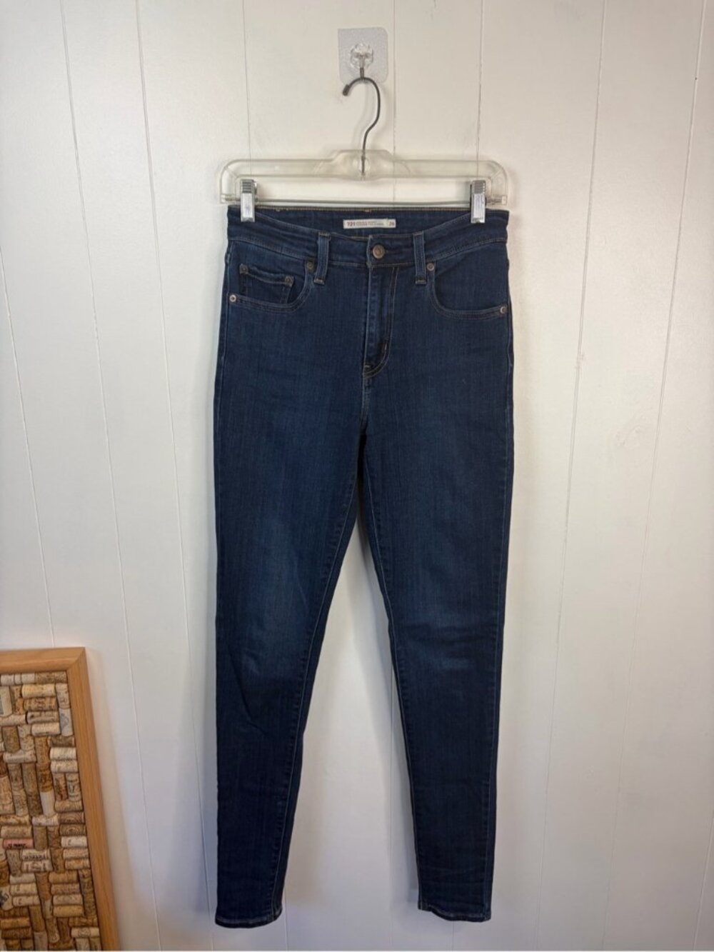 Levis 721 High Waisted Rise Skinny Jeans Stretchy Dark Wash Blue Denim size 26 - Picture 5 of 13